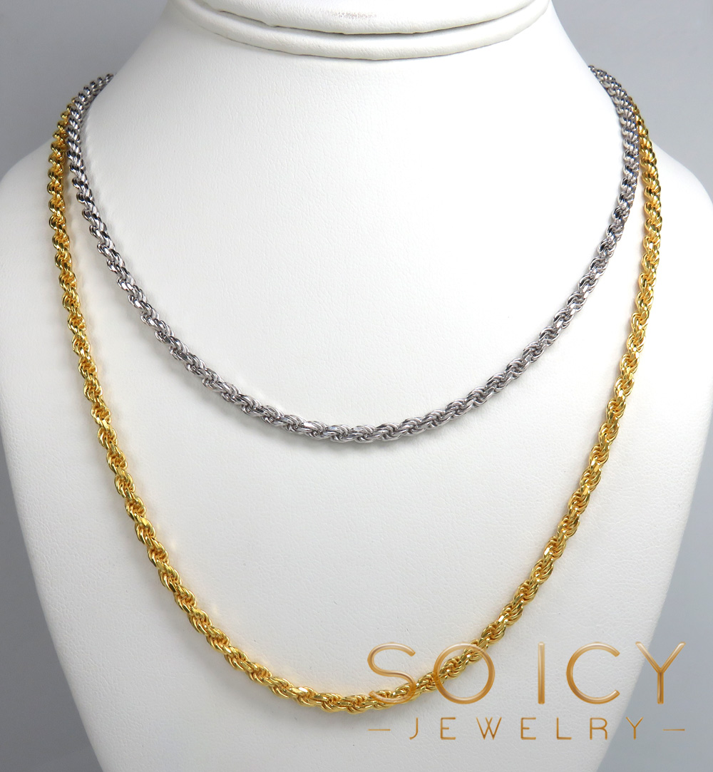925 white or yellow sterling silver rope link chain 18-26 inch 3.50mm