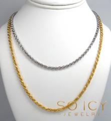 925 white or yellow sterling silver rope link chain 18-26 inch 3.50mm