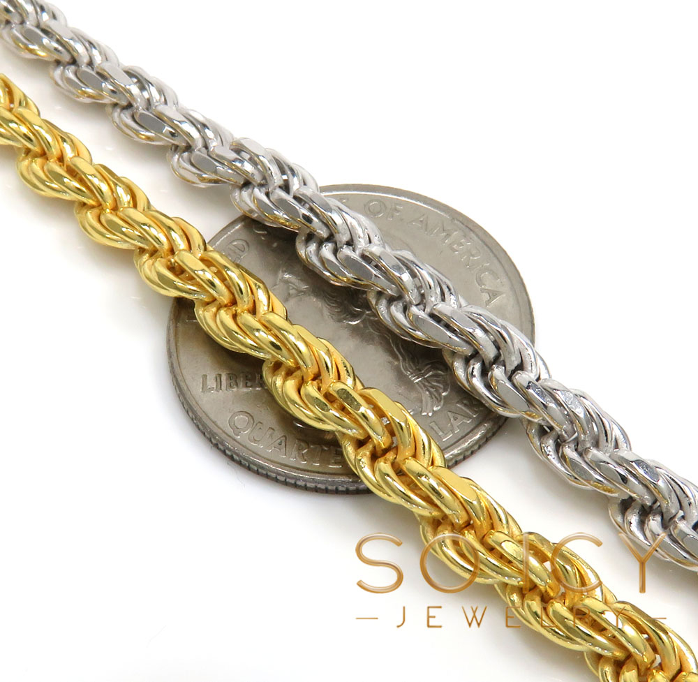 925 white or yellow sterling silver rope link chain 18-26 inch 5mm - Image 2