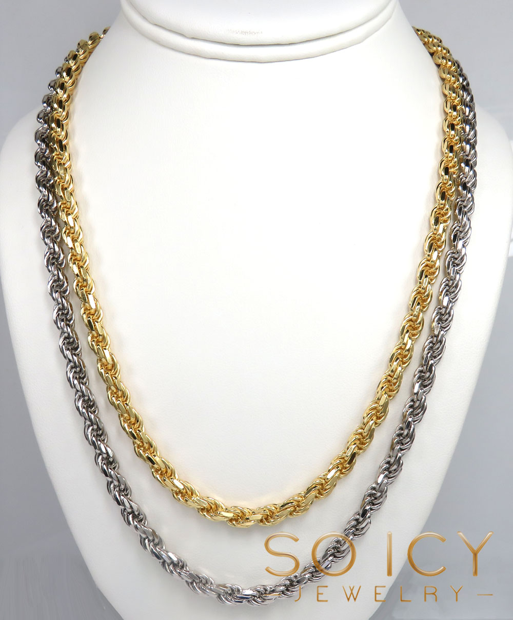  925 white or yellow sterling silver rope link chain 18-26