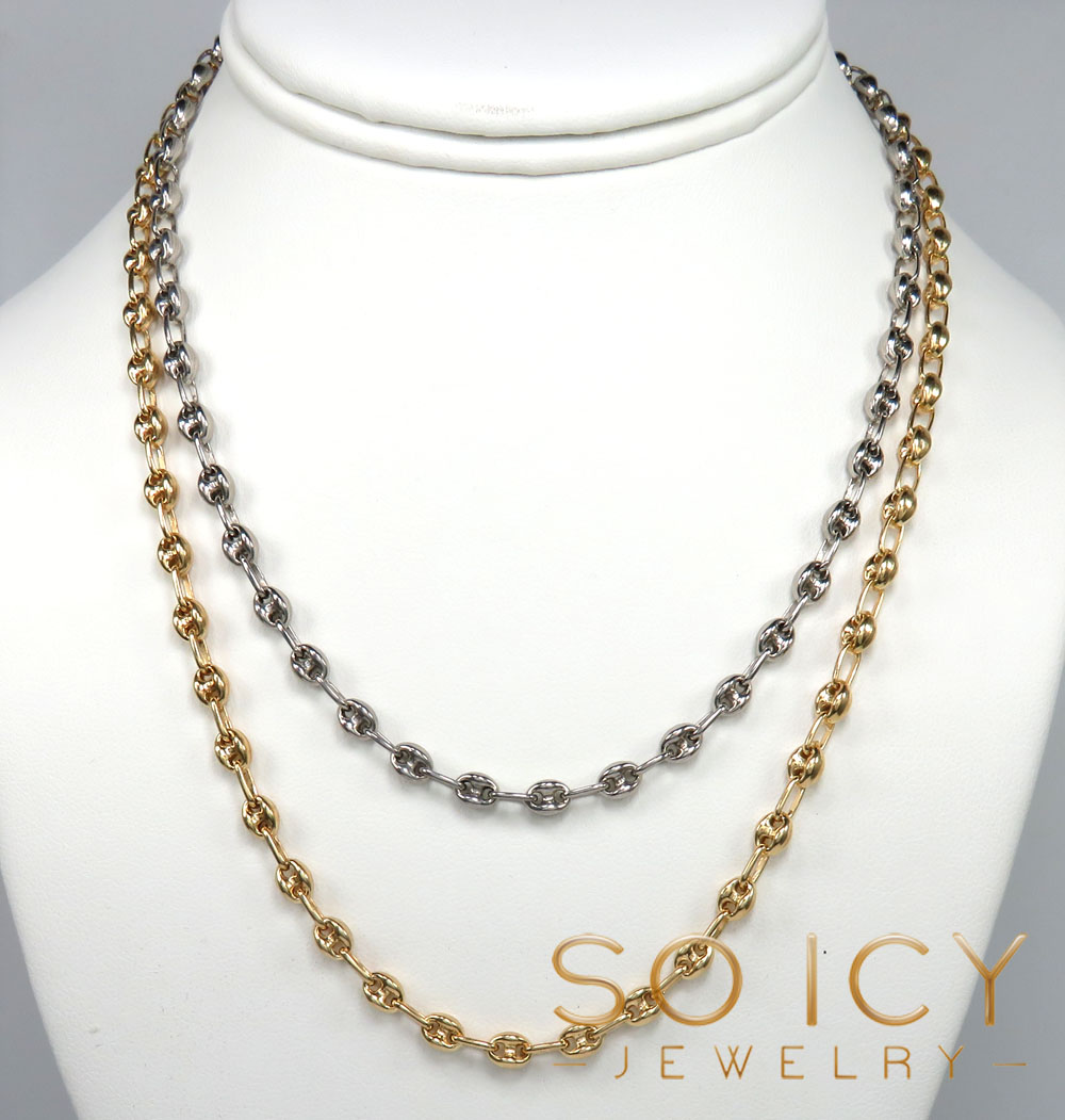 925 white or yellow sterling silver puff gucci link chain 18-26