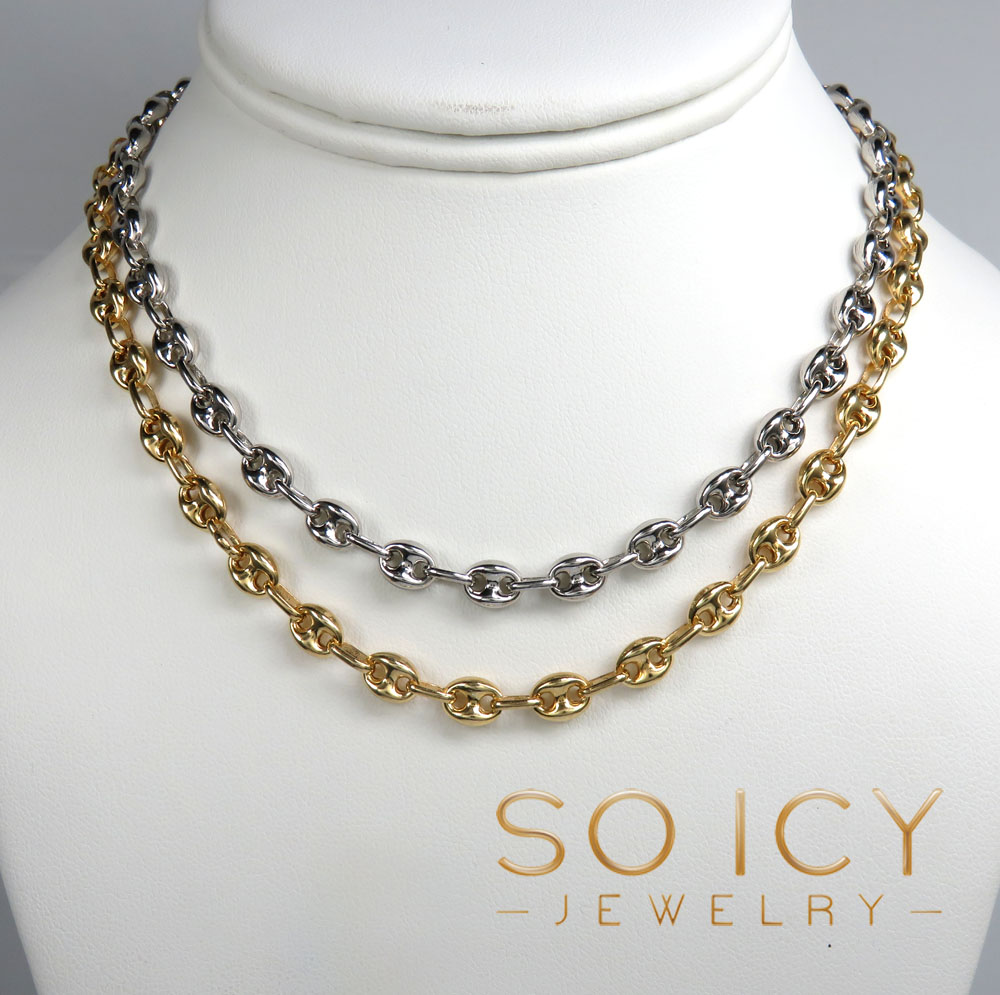 925 white or yellow sterling silver puff gucci link chain 16-26