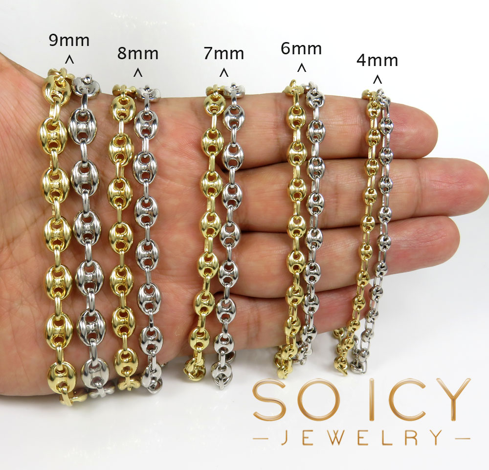 925 white or yellow sterling silver puff gucci link chain 16-26