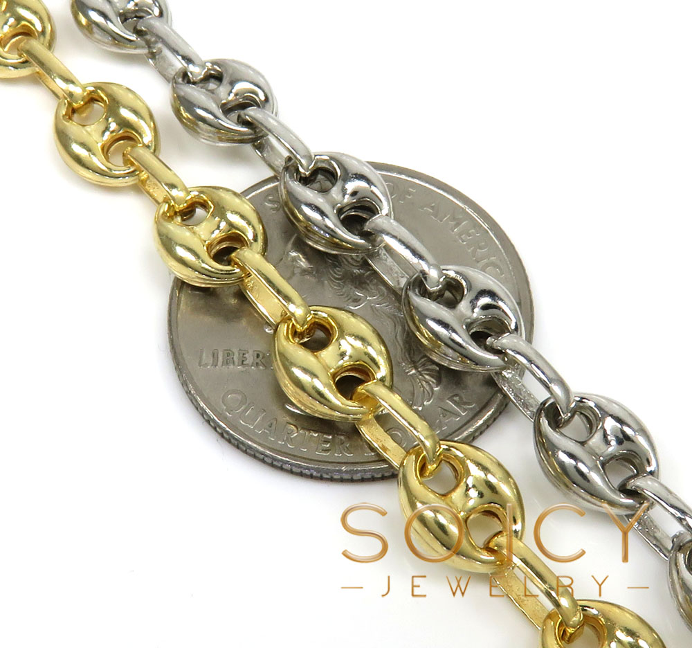 925 white or yellow sterling silver puff gucci link chain 18-26