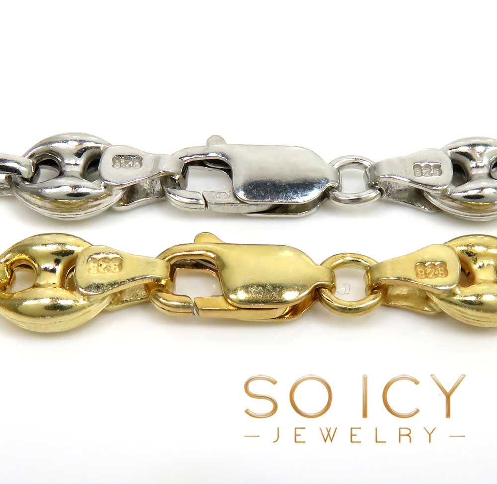 925 white or yellow sterling silver puff gucci link chain 18-26