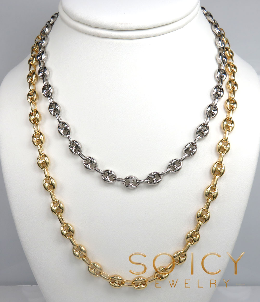 925 white or yellow sterling silver puff gucci link chain 18-26