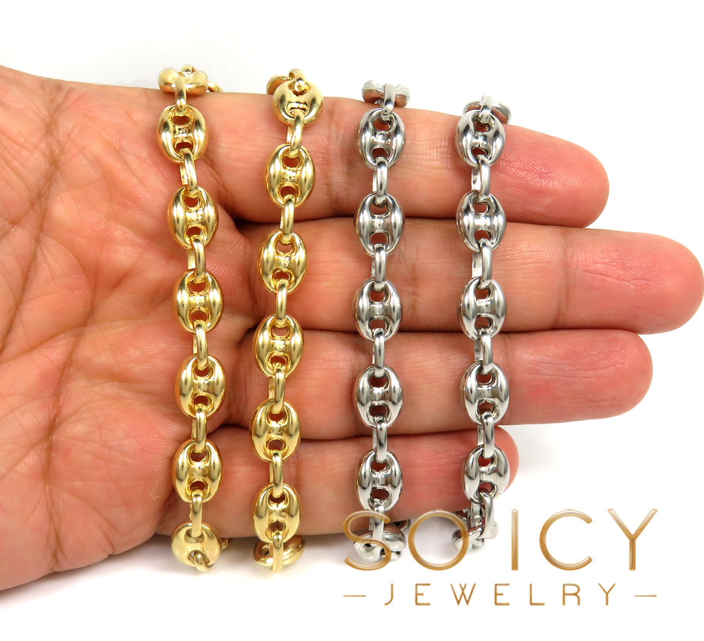 925 white or yellow sterling silver puff gucci link chain 18-26