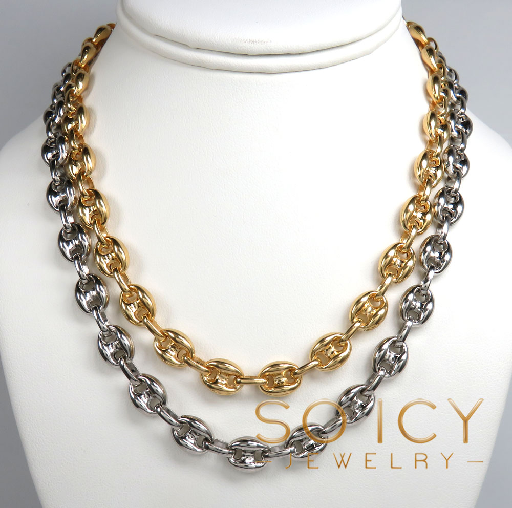 925 white or yellow sterling silver puff gucci link chain 18-26