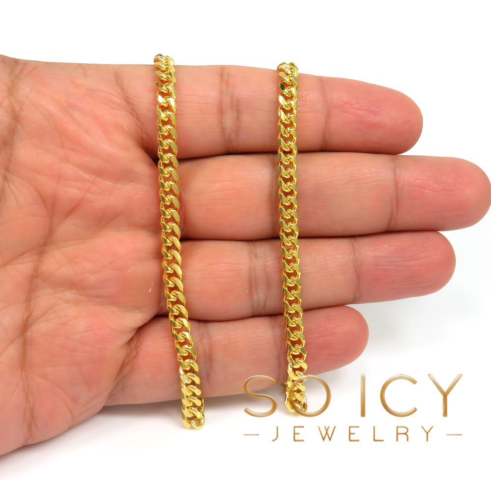 925 yellow or white sterling silver miami link chain 18-26