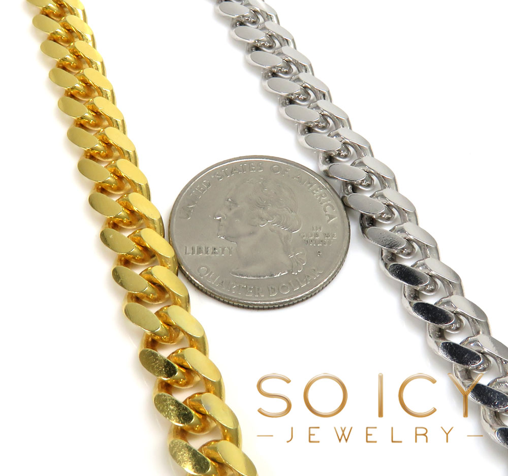 925 white or yellow sterling silver miami link chain 18-26 inch 8.50mm