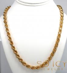 925 yellow sterling silver rope link chain 20-24 inch 7mm