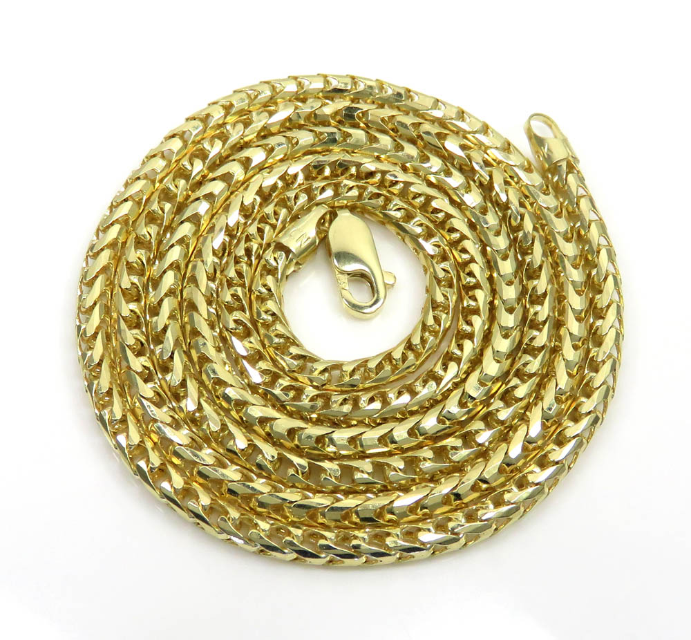 14k yellow gold solid diamond cut franco chain 18-24 inch 3mm - Image 2