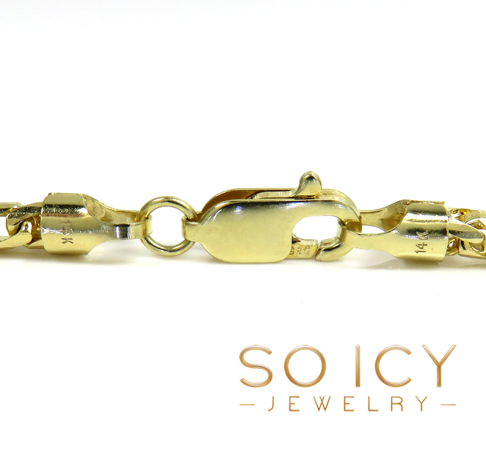 14k yellow gold solid diamond cut franco chain 18-24 inch 3mm