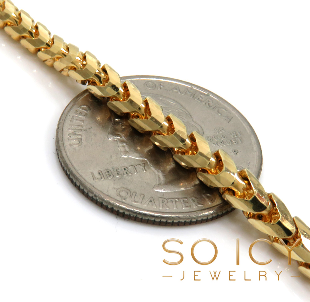 14k yellow gold solid diamond cut franco chain 20-24