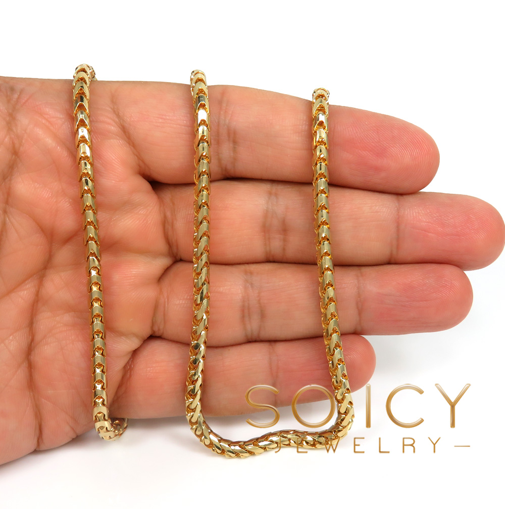 14k yellow gold solid diamond cut franco chain 20-24