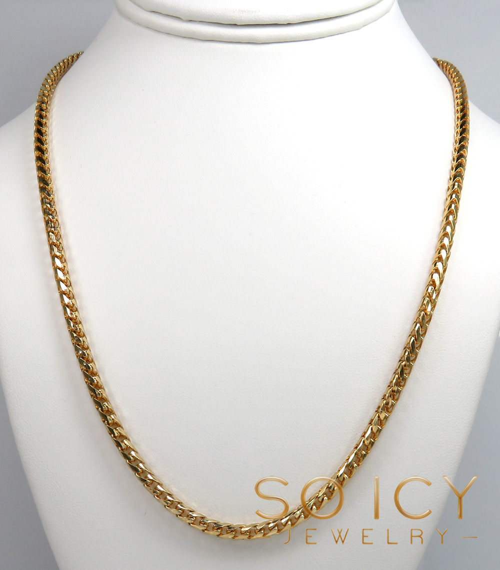 14k yellow gold solid diamond cut franco chain 20-24