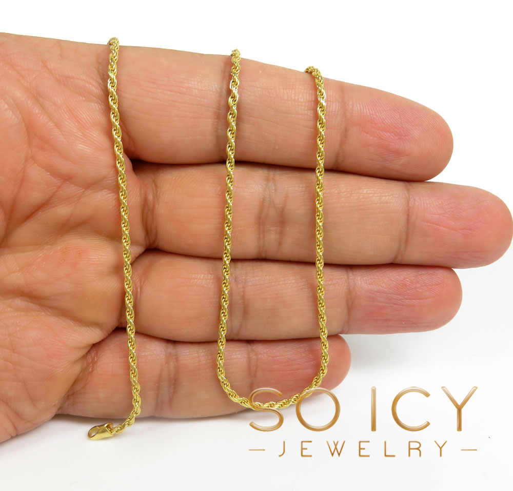 925 white or yellow sterling silver skinny rope link chain 16-24