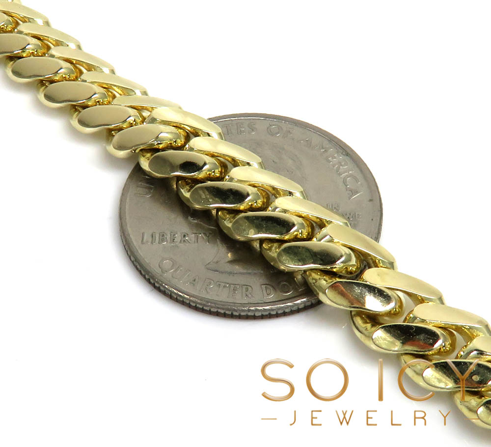 14k solid yellow gold diamond miami bracelet 7.50inch 8.20mm 3.00ct