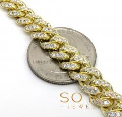 14k solid yellow gold diamond miami bracelet 7.50inch 8.20mm 3.00ct
