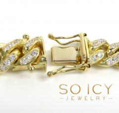 14k solid yellow gold diamond miami bracelet 7.50inch 8.20mm 3.00ct