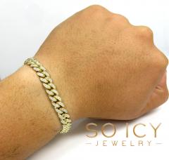 14k solid yellow gold diamond miami bracelet 7.50inch 8.20mm 3.00ct