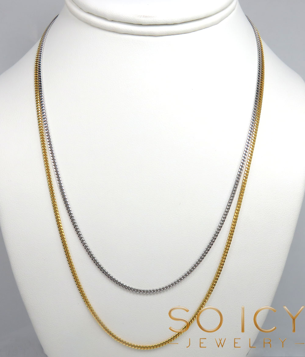 925 yellow or white solid skinny miami chain 18-24