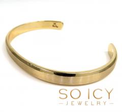 14k gold solid 6mm beveled edge cuff bangle bracelet