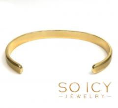 14k gold solid 6mm beveled edge cuff bangle bracelet