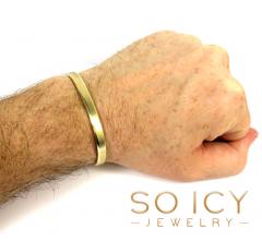 14k gold solid 6mm beveled edge cuff bangle bracelet