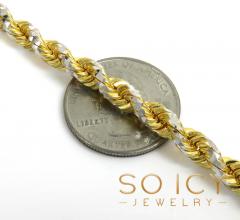 14k two tone gold prism cut rope chain 20-26