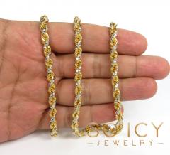 14k two tone gold prism cut rope chain 20-26