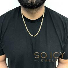 14k two tone gold prism cut rope chain 20-26