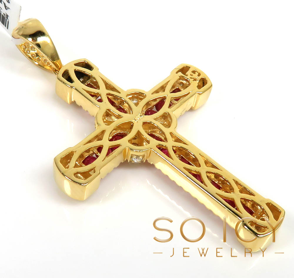 14k gold round diamond & sapphire large royalty cross 2.00ct - Image 4