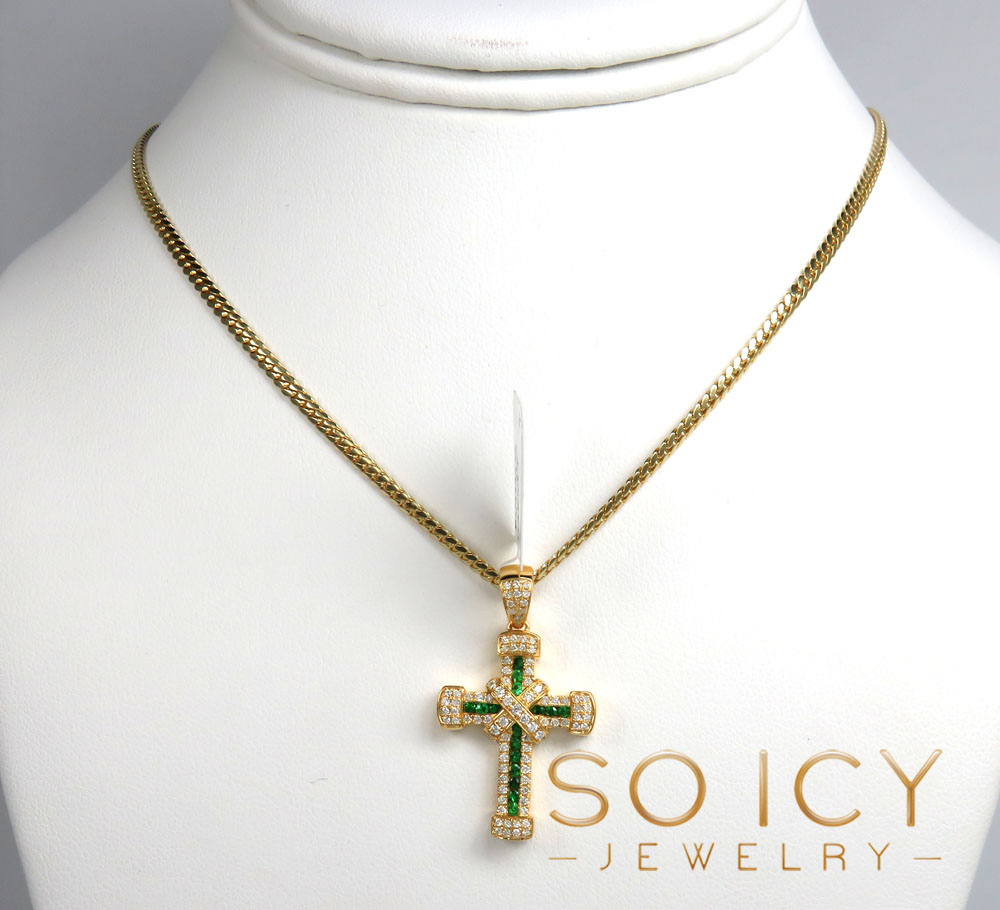 14k gold round diamond & sapphire small royalty cross 0.80ct  - Image 6