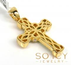 14k gold round diamond & sapphire small royalty cross 0.80ct 