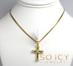 14k gold round diamond & sapphire small royalty cross 0.80ct