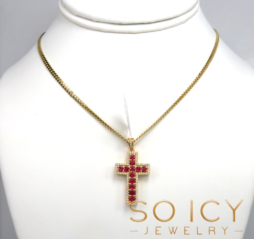 14k gold round diamond & sapphire small cross 2.05ct - Image 6