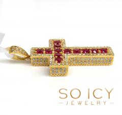 14k gold round diamond & sapphire small cross 2.05ct