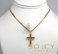 14k gold round diamond & sapphire small cross 1.05ct