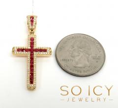 14k gold round diamond & sapphire small cross 0.92ct 