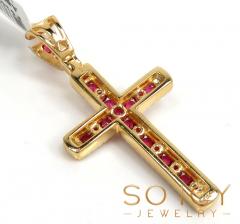 14k gold round diamond & sapphire small cross 0.92ct 
