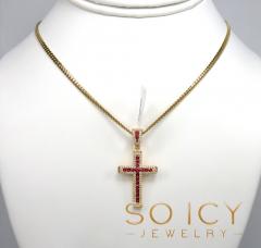 14k gold round diamond & sapphire small cross 0.92ct 
