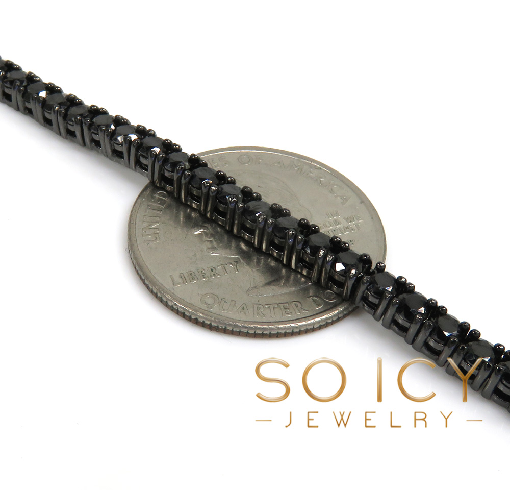 925 black sterling silver 5 pointer cz tennis chain 3.50mm 18-30