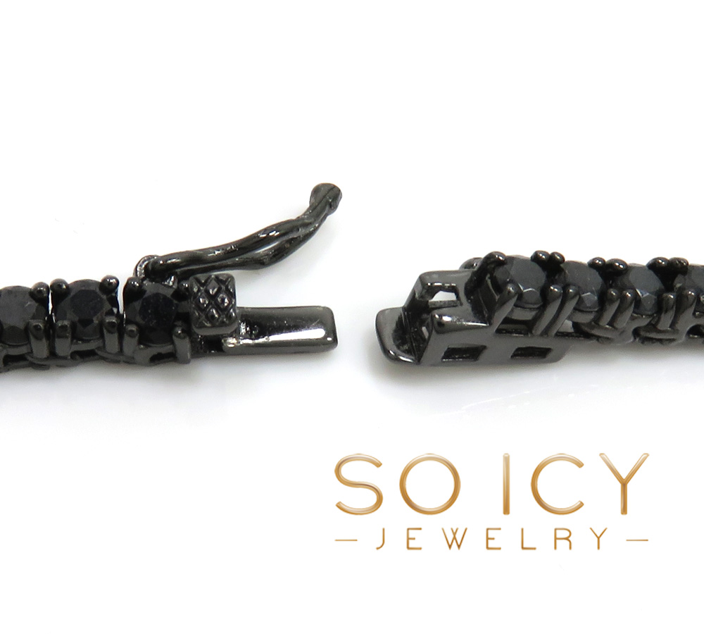 925 black sterling silver 5 pointer cz tennis chain 3.50mm 18-30