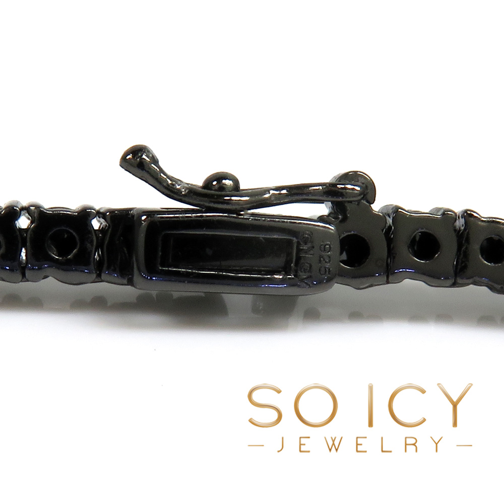 925 black sterling silver 5 pointer cz tennis chain 3.50mm 18-30