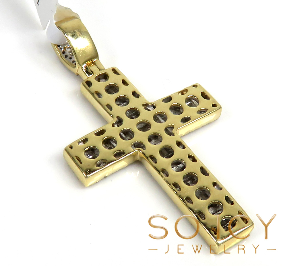 14k yellow gold baguette diamond medium  cross 0.95ct - Image 4