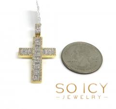 14k yellow gold baguette diamond medium  cross 0.95ct
