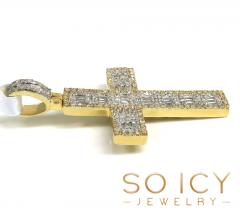 14k yellow gold baguette diamond medium  cross 0.95ct