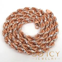 10k rose two tone gold prism cut rope chain 20-26