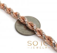 10k rose two tone gold prism cut rope chain 20-26